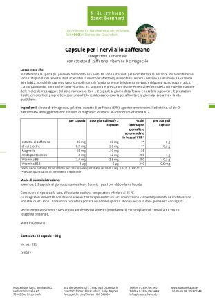 Capsule per i nervi allo zafferano 60 capsule
