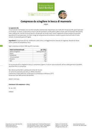 Compresse da sciogliere in bocca di mannosio 120 compresse