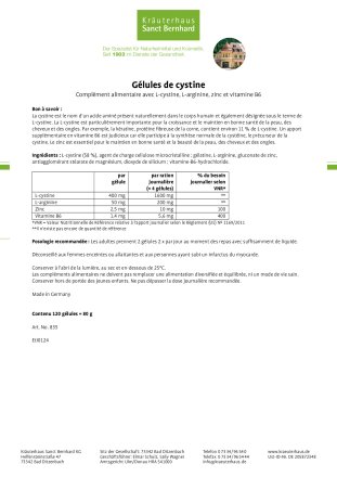 Gélules de cystine 120 gélules