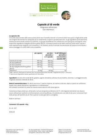 Capsule al tè verde 120 capsule