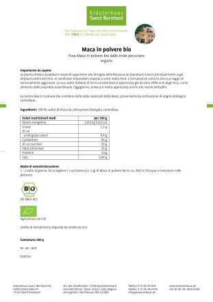 Maca in polvere bio 500 g