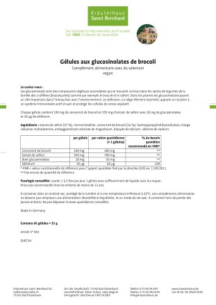 Gélules aux glucosinolates de brocoli 60 gélules