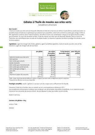 Gélules à l'huile de moules aux orles verts 120 gélules