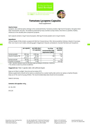 Tomatoes Lycopene Capsules 120 capsules