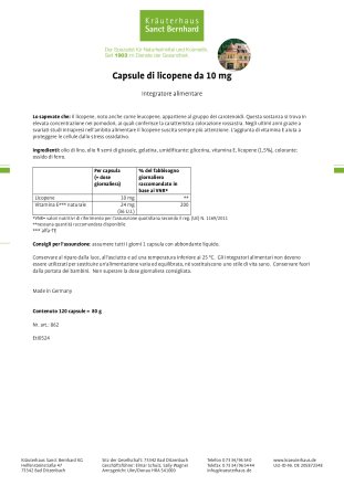 Capsule di licopene da 10 mg 120 capsule