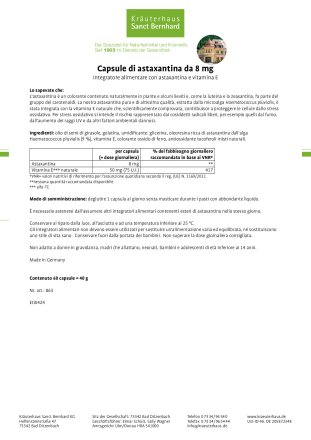 Capsule di astaxantina da 8 mg 60 capsule