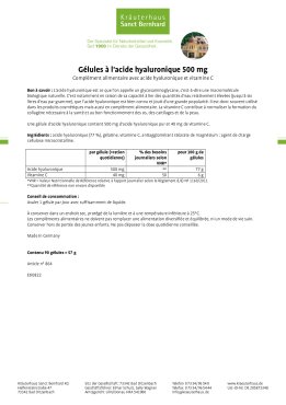 G&eacute;lules &agrave; l'acide hyaluronique 500 mg 90 gélules