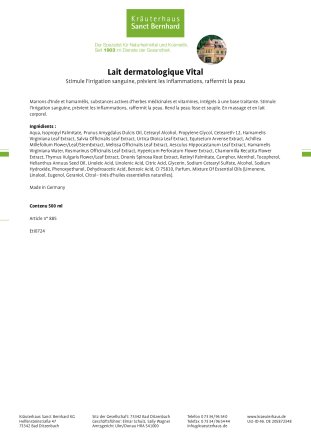 Lait dermatologique Vital 500 ml