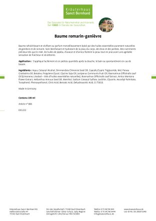 Baume romarin-genièvre 100 ml