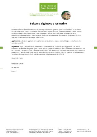 Balsamo al ginepro e rosmarino 100 ml
