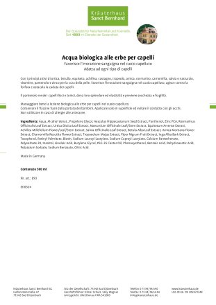 Acqua biologica alle erbe per capelli 500 ml
