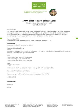 tierlieb 100% di concentrato di cozze verdi - mangime semplice per cavalli, cani e gatti 900 g