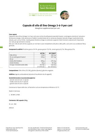 tierlieb Capsule di olio di lino Omega-3-6-9 per cani 180 capsule