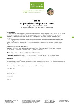 tierlieb Artiglio del diavolo in granulato 100% 900 g