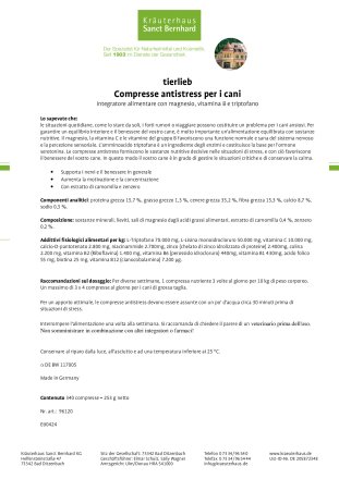 tierlieb Compresse antistress per i cani 340 compresse
