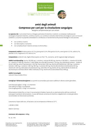 tierlieb Compresse per cani per la circolazione sanguigna 180 compresse