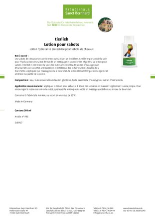 tierlieb Lotion pour sabots 500 ml