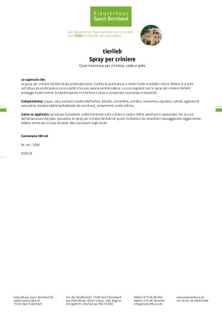 tierlieb Spray per criniere 500 ml