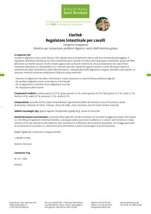 tierlieb Regolatore intestinale per cavalli 9 kg Pellets 9 kg