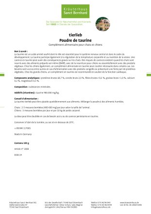 tierlieb poudre de taurine 100 g