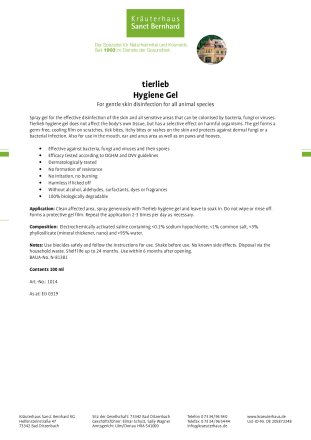 tierlieb Hygiene Gel 100 ml