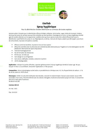 tierlieb Spray hygiénique 250 ml