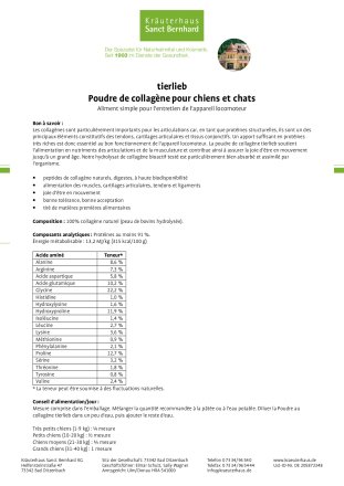 tierlieb Poudre de collagène pour chiens et chats 400 g