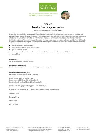 tierlieb Poudre fine de cynorrhodon 500 g