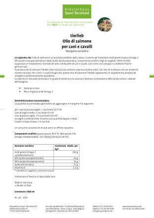 tierlieb Olio di salmone per cani e cavalli