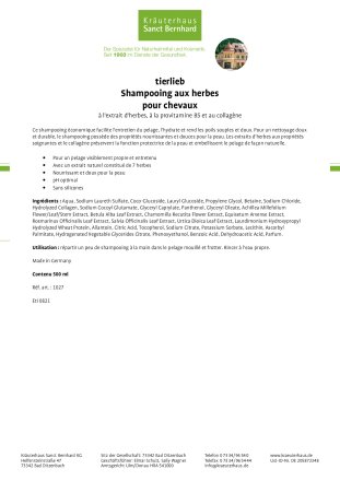 tierlieb Shampooing aux herbes pour chevaux 500 ml