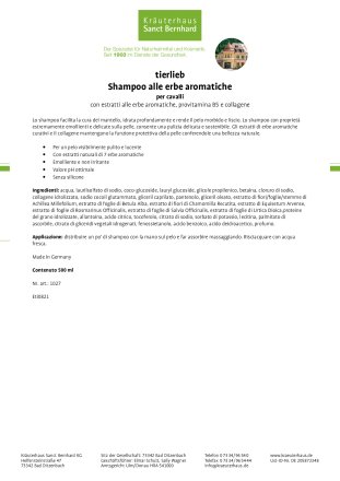 tierlieb Shampoo alle erbe aromatiche per cavalli 500 ml