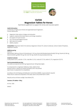 tierlieb Magnesium Tablets for Horses 170 item