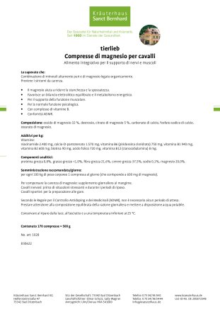 tierlieb Compresse di magnesio per cavalli 170 pezzo