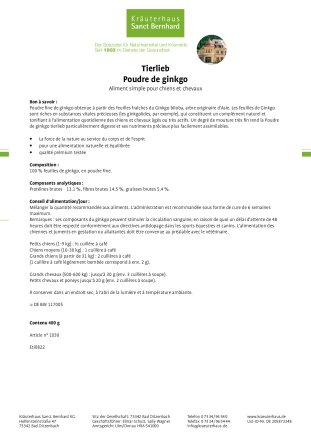 Tierlieb Poudre de ginkgo 400 g