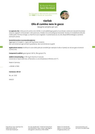 tierlieb Olio di cumino nero in gocce 100 ml