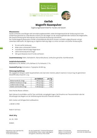 tierlieb Magenfit-Basenpulver 100 g