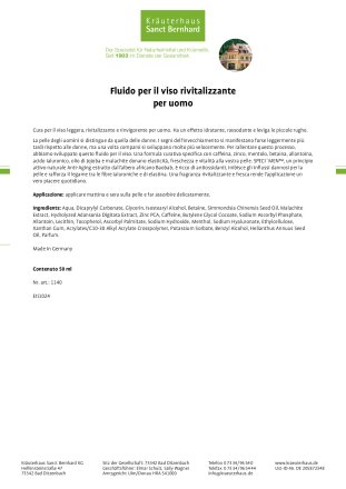 Fluido per il viso rivitalizzante per uomo 50 ml