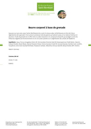 Beurre corporel à  base de grenade 200 ml
