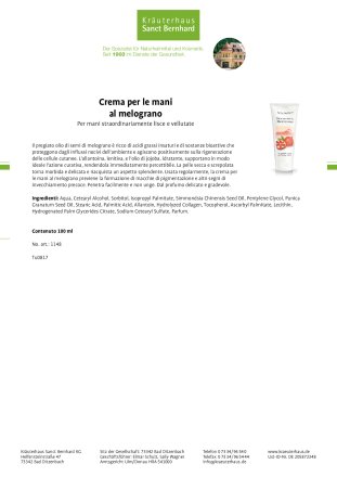 Crema per le mani al melograno 100 ml