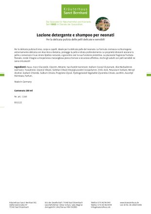 Lozione detergente e shampoo per neonati 200 ml