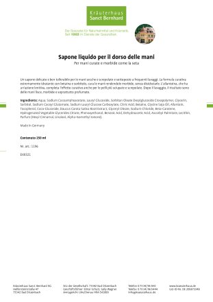 Sapone liquido per il dorso delle mani 250 ml