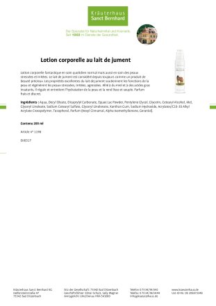 Lotion corporelle au lait de jument 200 ml