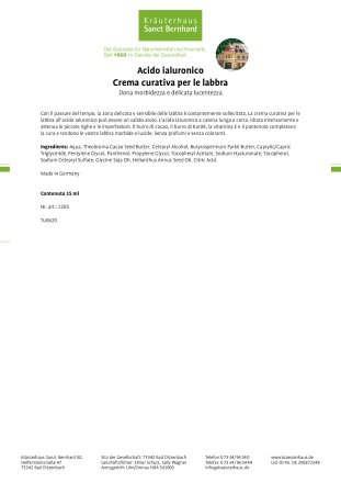 Acido ialuronico Crema curativa per le labbra 15 ml