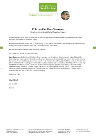 Kr&auml;uter-Kamillen-Shampoo 750 ml