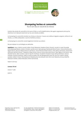 Shampoing herbes et camomille 750 ml