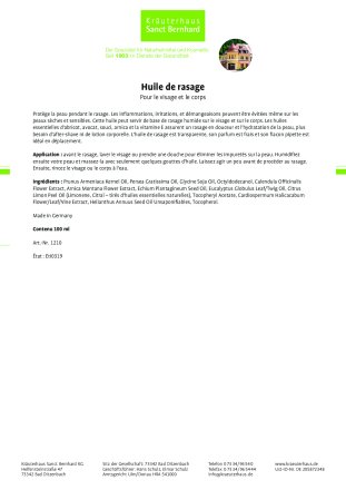 Huile de rasage 100 ml