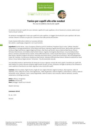 Tonico per capelli alle erbe svedesi 150 ml