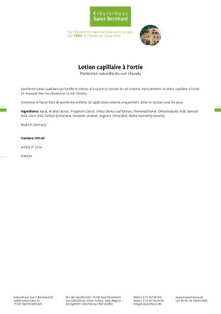 Lotion capillaire &agrave;&nbsp; l'ortie 150 ml