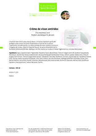Cr&egrave;me de vison antirides 100 ml