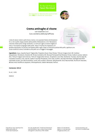 Crema antirughe al visone 100 ml